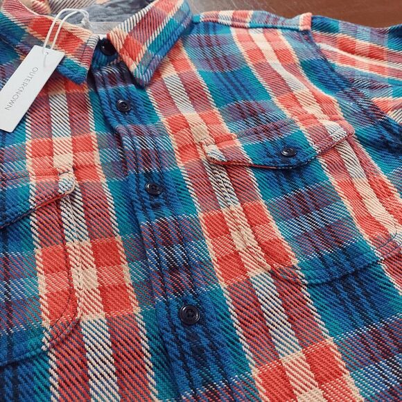 Outerknown Blanket Shirt Organic Cotton Watermelon Feliz Plaid Men's Size M - Picture 2 of 5